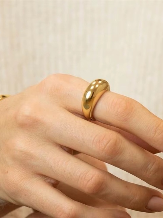 SahrzJewellery Jewelry - SIZE 8 | 18K Gold Plated Chunky Dome Ring